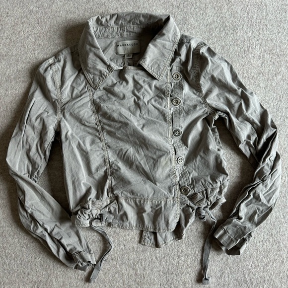 Asymmetrical grey button down jacket - Picture 2 of 4